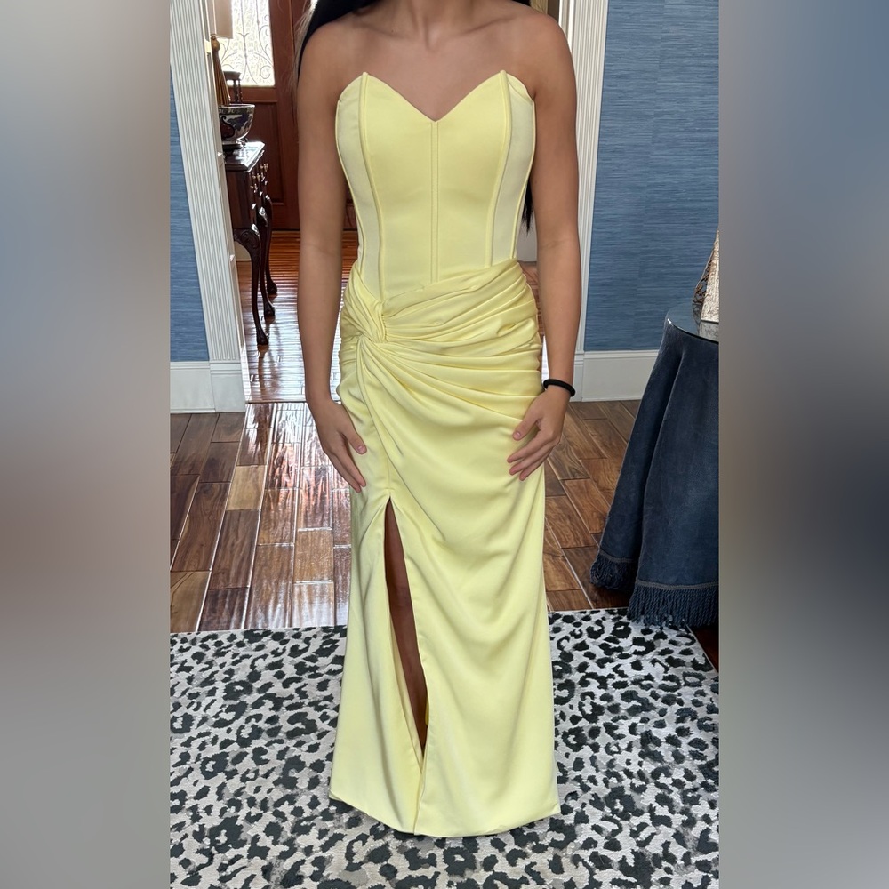Alamour The Label Yellow Strapless Prom Dress